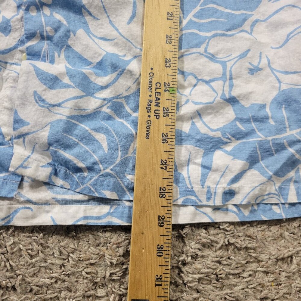 Nautica Shirt Mens Large Blue Floral All Over Print Button Up Beach Cotton - Picture 4 of 7